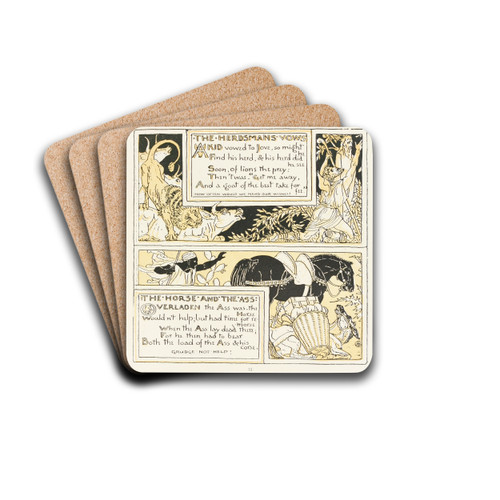 The Herdsman's Vows, The Horse and the Ass by Walter Crane Drink Coasters - set of 4