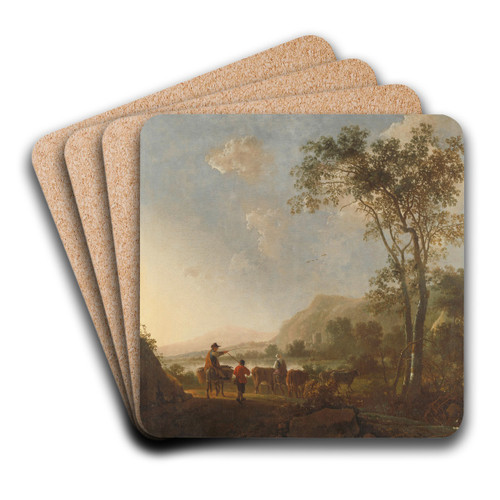 Landscape with Herdsmen and Cattle by Aelbert Cuyp Art Drink Coaster set