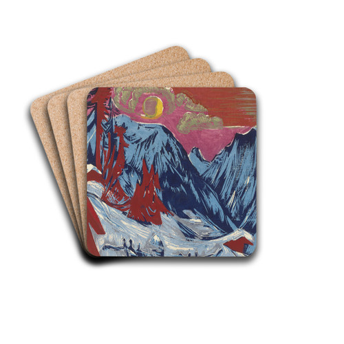 Lngmatte bei Monduntergang by Ernst Ludwig Kirchner Drink Coasters - set of 4