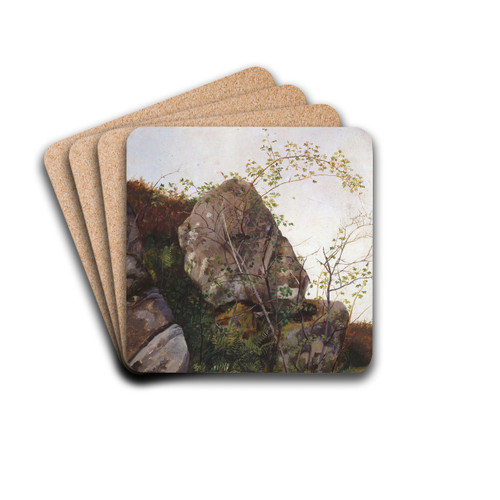 Study of Dog Roses and Ferns by Adolph Tidemand Drink Coasters - set of 4 Study of Dog Roses and Ferns by Adolph Tidemand Drink Coasters - set of 4