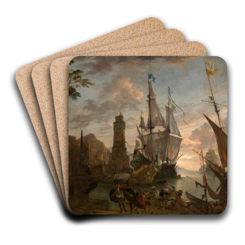 Eastern Seaport by Hendrik van Minderhout Art Drink Coaster set