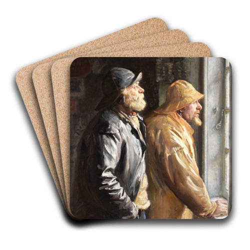 To Fiskere ved Vinduet i Butikken by Michael Ancher Art Drink Coaster set