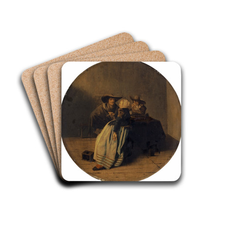 Interior with a Party Smoking Around a Table by Pieter Codde Drink Coasters - set of 4 Interior with a Party Smoking Around a Table by Pieter Codde Drink Coasters - set of 4
