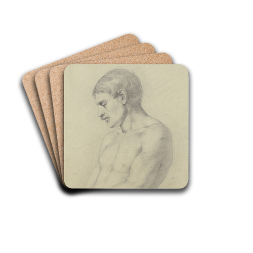 Mnnlicher Halbakt im Profil nach links by Jakob Becker Drink Coasters - set of 4