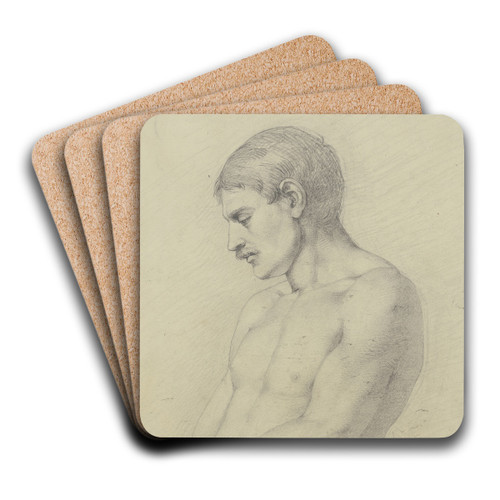 Mnnlicher Halbakt im Profil nach links by Jakob Becker Art Drink Coaster set