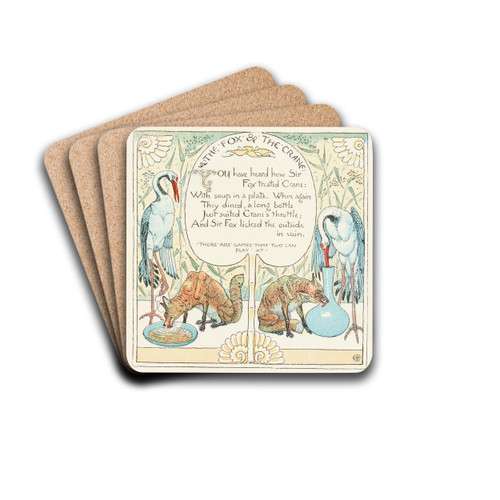 The Fox and the Crane by Walter Crane Drink Coasters - set of 4