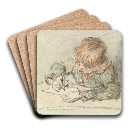 A Boy Writing by William Henry Hunt Art Drink Coaster set