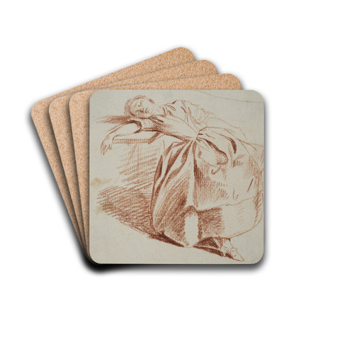 Schlafendes Mdchen an einem Tisch by Daniel Nikolaus Chodowiecki Drink Coasters - set of 4