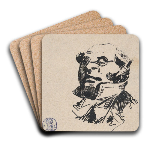 Self-Portrait as Monsieur Prudhomme by Henry Bonaventure Monnier Art Drink Coaster set