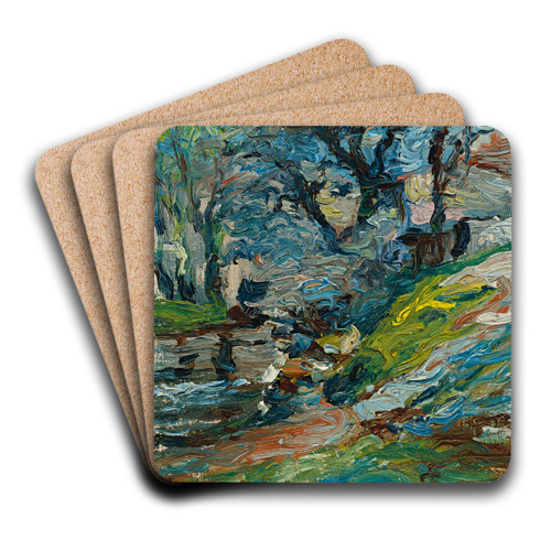 Au Bord De La Rivire, Marseilles by Adolphe Monticelli Art Drink Coaster set