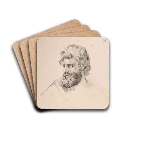 tude de tte d'homme by Jacques-Raymond Brascassat Drink Coasters - set of 4