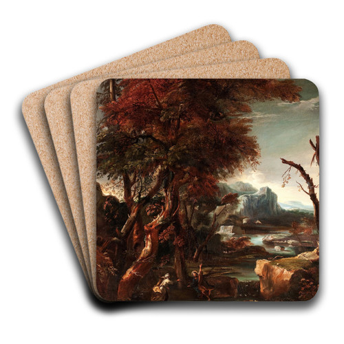 Landscape with Figures (The Commission of St. Peter) by Circle Of Salvator Rosa Art Drink Coaster set
