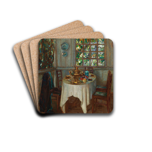 Interior With Samovar by Stanislav Yulianovich Zhukovsky Drink Coasters - set of 4