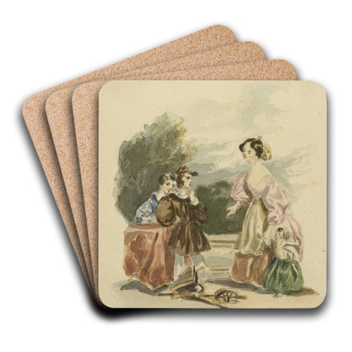 The Broken Toy by Alfred Edward Chalon Art Drink Coaster set The Broken Toy by Alfred Edward Chalon Art Drink Coaster set