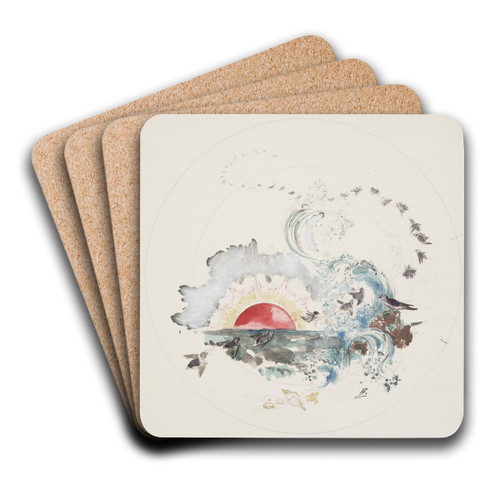 Soleil couchant. by Flix Bracquemond Art Drink Coaster set Soleil couchant. by Flix Bracquemond Art Drink Coaster set