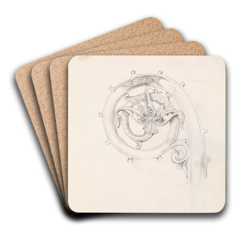 Sketchbook - Study for Head of Crozier by Sir Edward Coley Burne-Jones Art Drink Coaster set