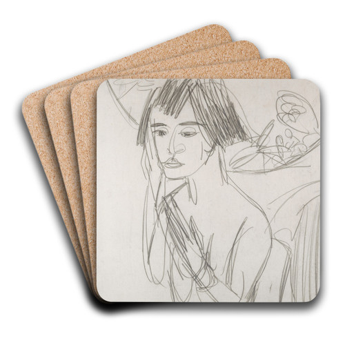 Gerda by Ernst Ludwig Kirchner Art Drink Coaster set