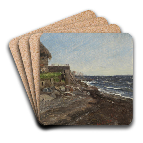 The Coast at Hellebk. Study by Jrgen Roed Art Drink Coaster set