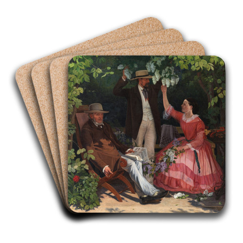 I lysthuset by Vilhelm Kyhn Art Drink Coaster set I lysthuset by Vilhelm Kyhn Art Drink Coaster set