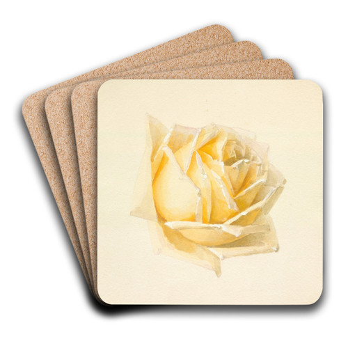 Study of a Rose by Paul de Longpre Art Drink Coaster set
