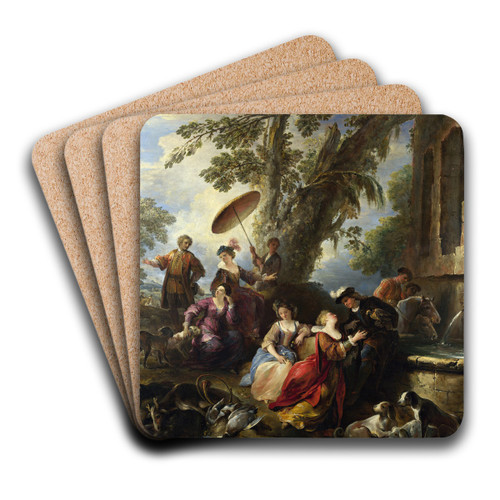 The Return From The Hunt by Joseph Parrocel Art Drink Coaster set The Return From The Hunt by Joseph Parrocel Art Drink Coaster set