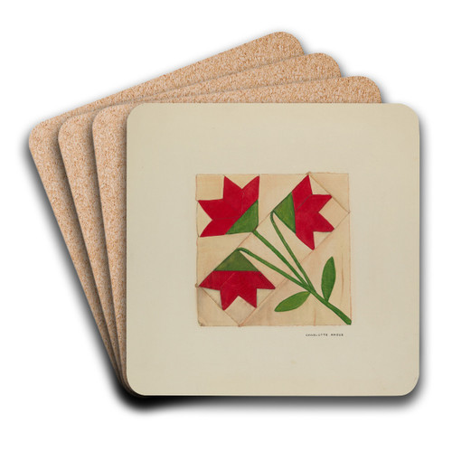 Quilt Block Pattern by Charlotte Angus Art Drink Coaster set Quilt Block Pattern by Charlotte Angus Art Drink Coaster set