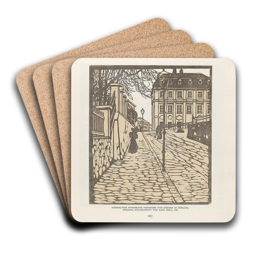 Ver Sacrum 1903 15 267 Wohnhaus Theodors von Krner in Dbling by Carl Moll Art Drink Coaster set