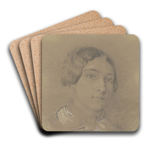 Woman's head by Angilbert Gbel Art Drink Coaster set