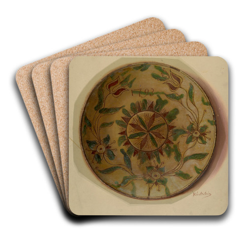 Pa. German Dish by William L. Antrim Art Drink Coaster set