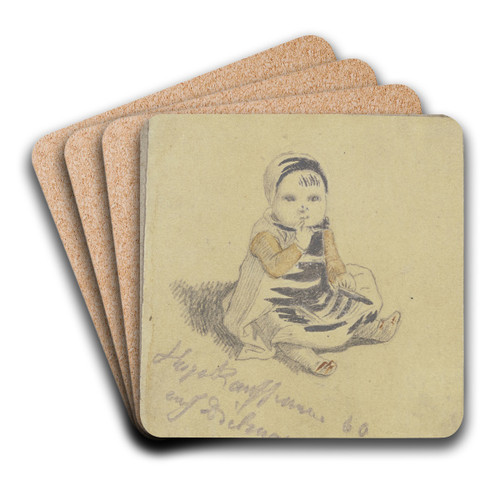 Am Boden sitzendes kleines Kind by Hugo Kauffmann Art Drink Coaster set Am Boden sitzendes kleines Kind by Hugo Kauffmann Art Drink Coaster set