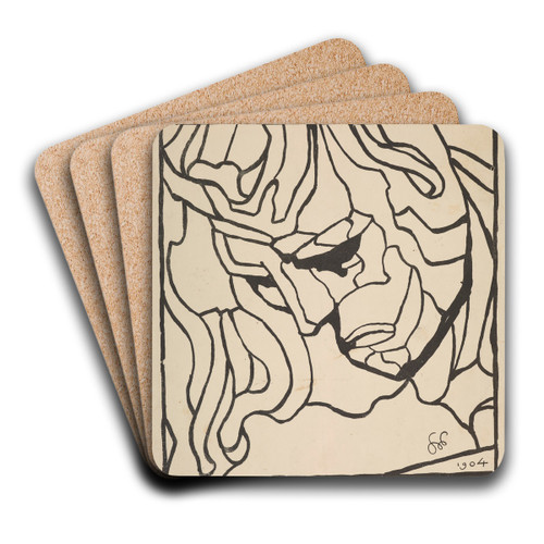 Gowa Apollina by Stanisaw Wyspiaski Art Drink Coaster set
