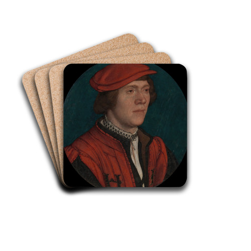Portrait of a Man in a Red Cap by Hans Holbein The Younger Drink Coasters - set of 4