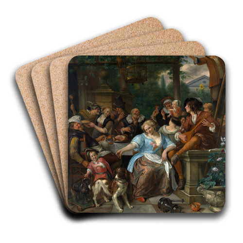 Merry Company on a Terrace by Jan Steen Art Drink Coaster set