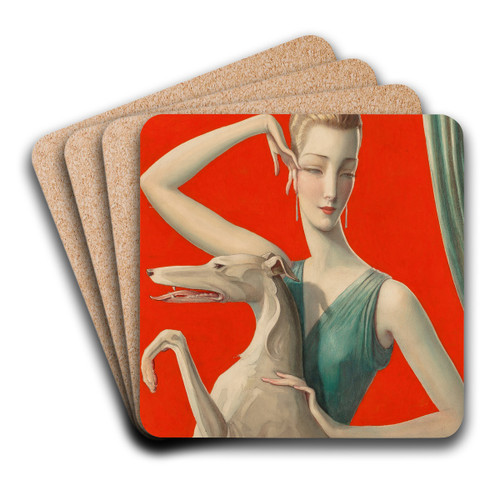 Elegant Woman and Afghan by Wladyslaw Theodore Benda Art Drink Coaster set
