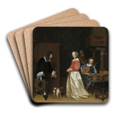 The Suitor's Visit by Gerard ter Borch Art Drink Coaster set