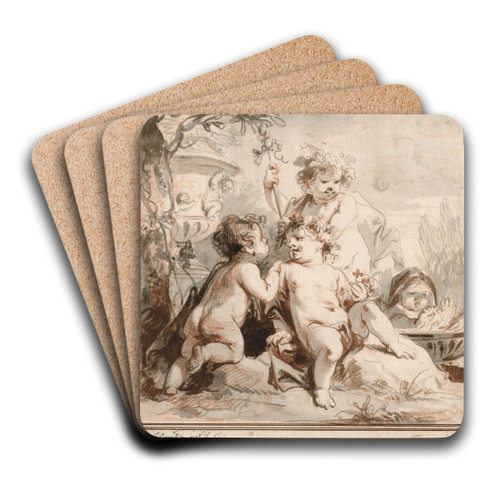 Putti als allegorie van de vier jaargetijden by Jacob de Wit Art Drink Coaster set Putti als allegorie van de vier jaargetijden by Jacob de Wit Art Drink Coaster set