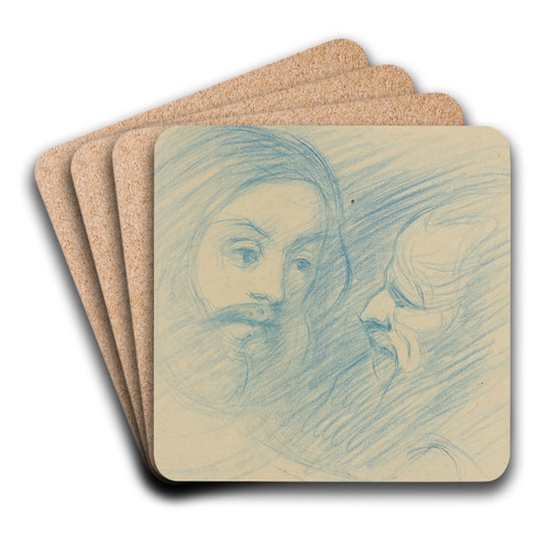 Two studies of Titian's heads by Milan Thomka Mitrovsk Art Drink Coaster set