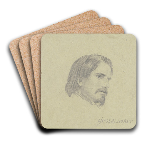 Enrico Gamba, Kopf nach rechts by Johann Heinrich Hasselhorst Art Drink Coaster set