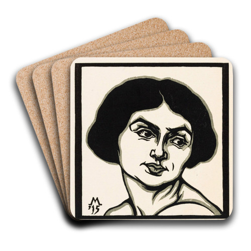 Hoofd van een vrouw by Simon Moulijn Art Drink Coaster set