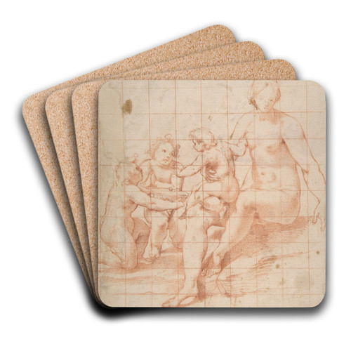 Study for a Virgin and Child with Two Angels by Poppi (Francesco Morandini) Art Drink Coaster set