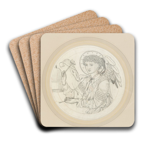 Angel Playing on Bells by Sir Edward Coley Burne-Jones Art Drink Coaster set