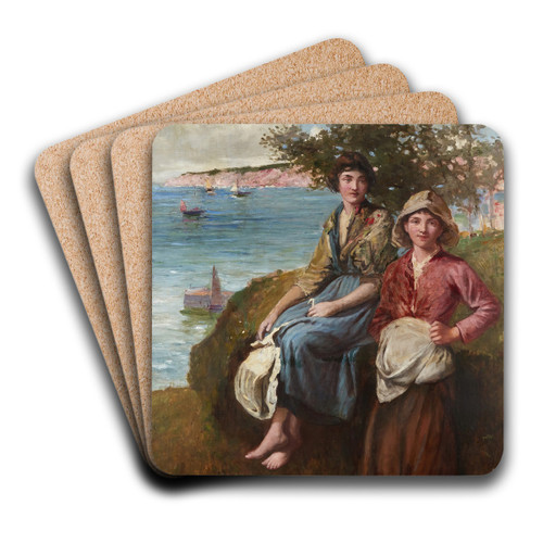 On the Cliffs by Frederick Morgan Art Drink Coaster set On the Cliffs by Frederick Morgan Art Drink Coaster set
