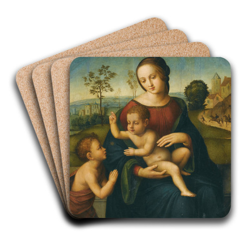 The Madonna And ChildWith The Infant Saint John The Baptist by The Master of the Scandicci Lamentation Art Drink Coaster set