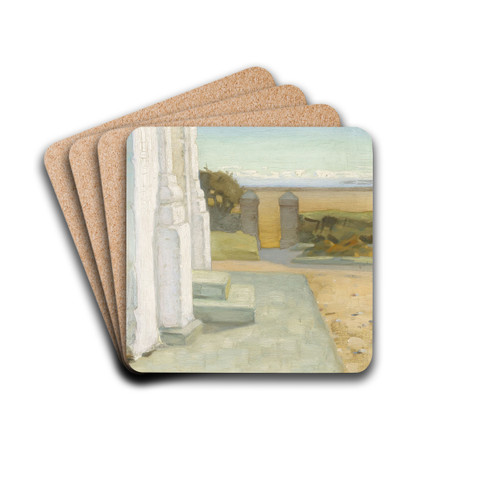 Ved en kirke by Knud Sinding Drink Coasters - set of 4