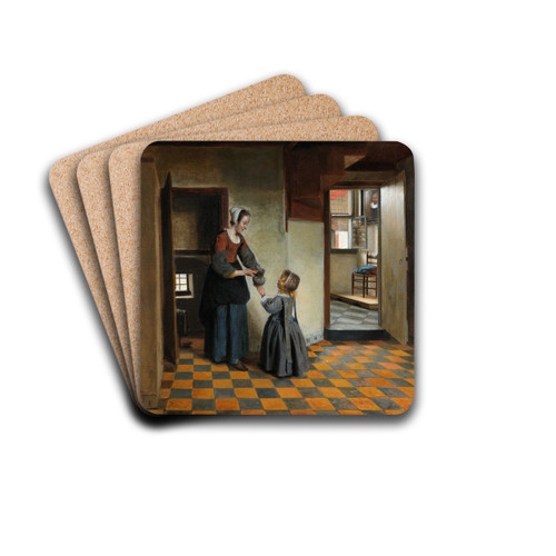Woman with a Child in a Pantry by Pieter De Hooch Drink Coasters - set of 4