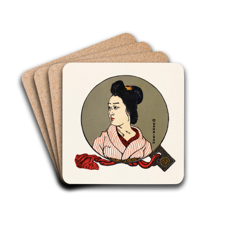 Portret van een onbekende Japanse vrouw by Ivo Puhonny Drink Coasters - set of 4