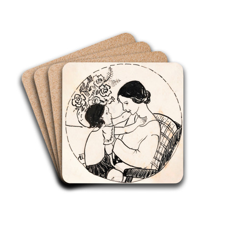 Meisje op moeders schoot by A. Tinbergen Drink Coasters - set of 4 Meisje op moeders schoot by A. Tinbergen Drink Coasters - set of 4