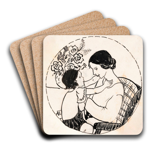 Meisje op moeders schoot by A. Tinbergen Art Drink Coaster set Meisje op moeders schoot by A. Tinbergen Art Drink Coaster set
