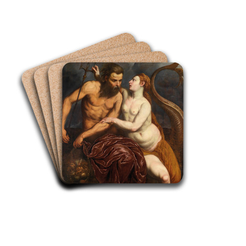 Neptune And Amphitrite by Paris Bordone Drink Coasters - set of 4