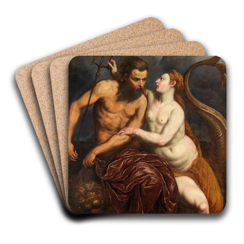 Neptune And Amphitrite by Paris Bordone Art Drink Coaster set